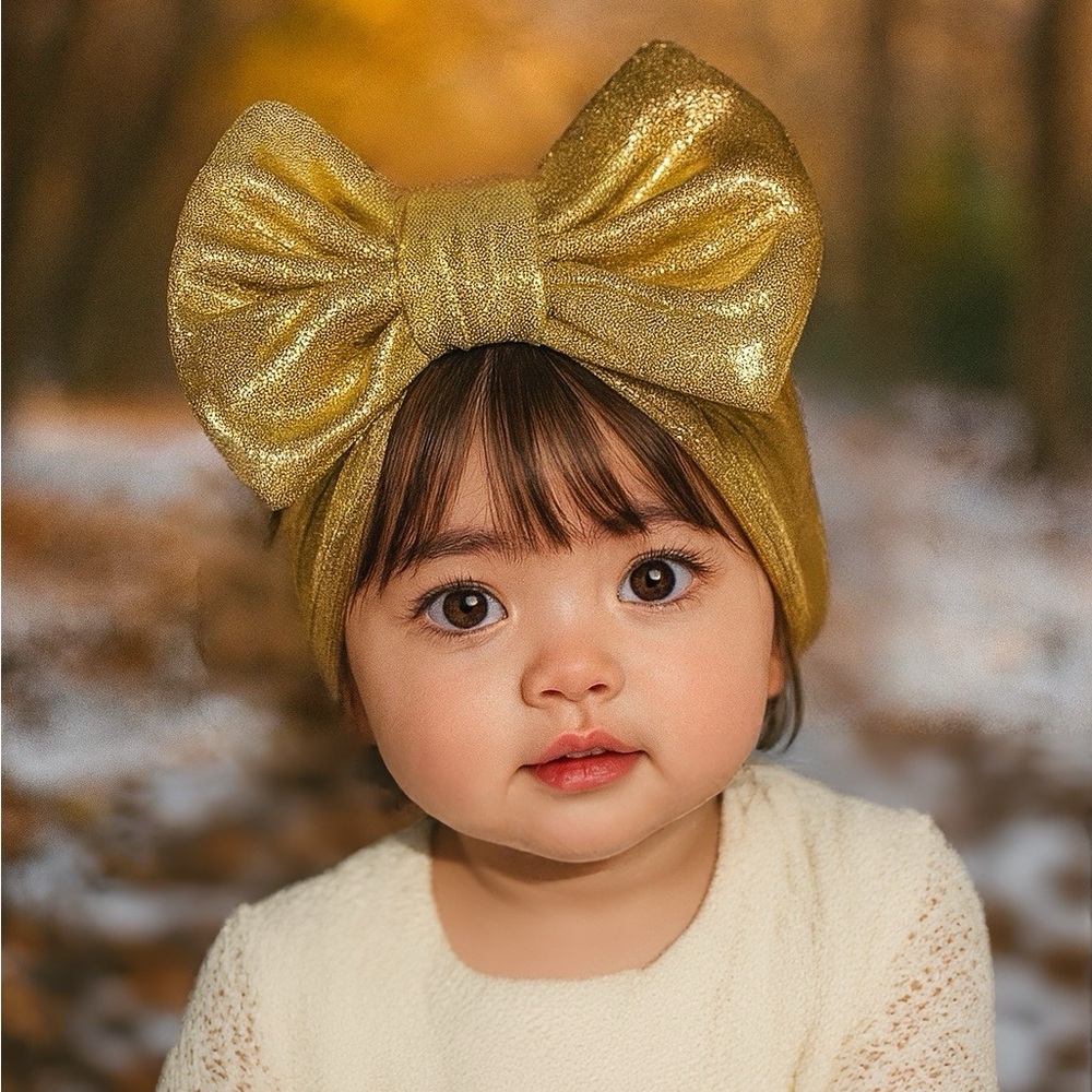 Sparkly Gold Bow Turban Hat- custom handmade from Bazzybears